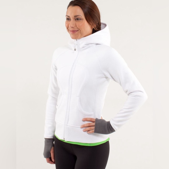 lululemon athletica Tops - Lululemon White Full Zip Scuba Hoodie - Size 10